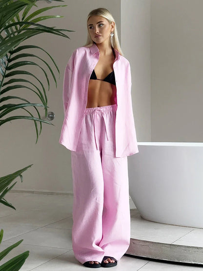 Variant image for Breezy Cotton Casual Pants Set | Summer Outfit-2