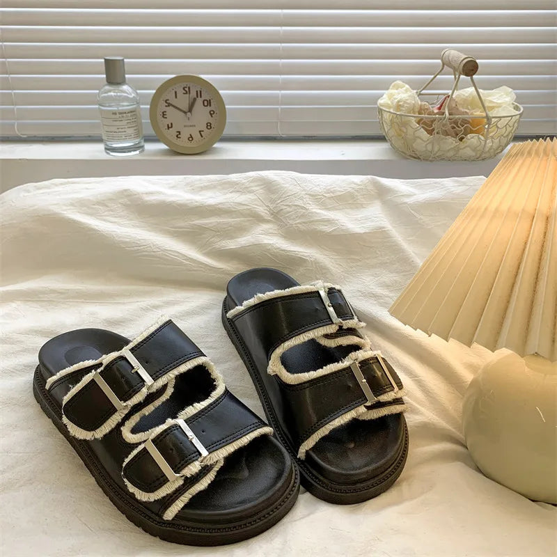 Comfortable Buckle Slide Sandal - Soft Everyday Shoes