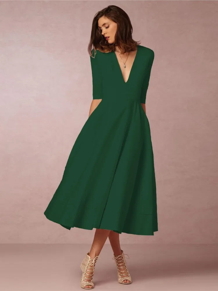Eyanose | Black Midi Evening Dress for Formal Weddings and Events 5