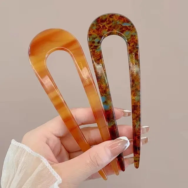 Chic Marble Hair Clips for Women Bun Maker
