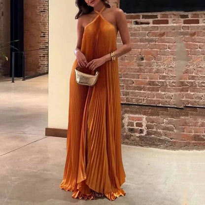 Elegant Ruffled Halter Maxi Dress - Luxivelle