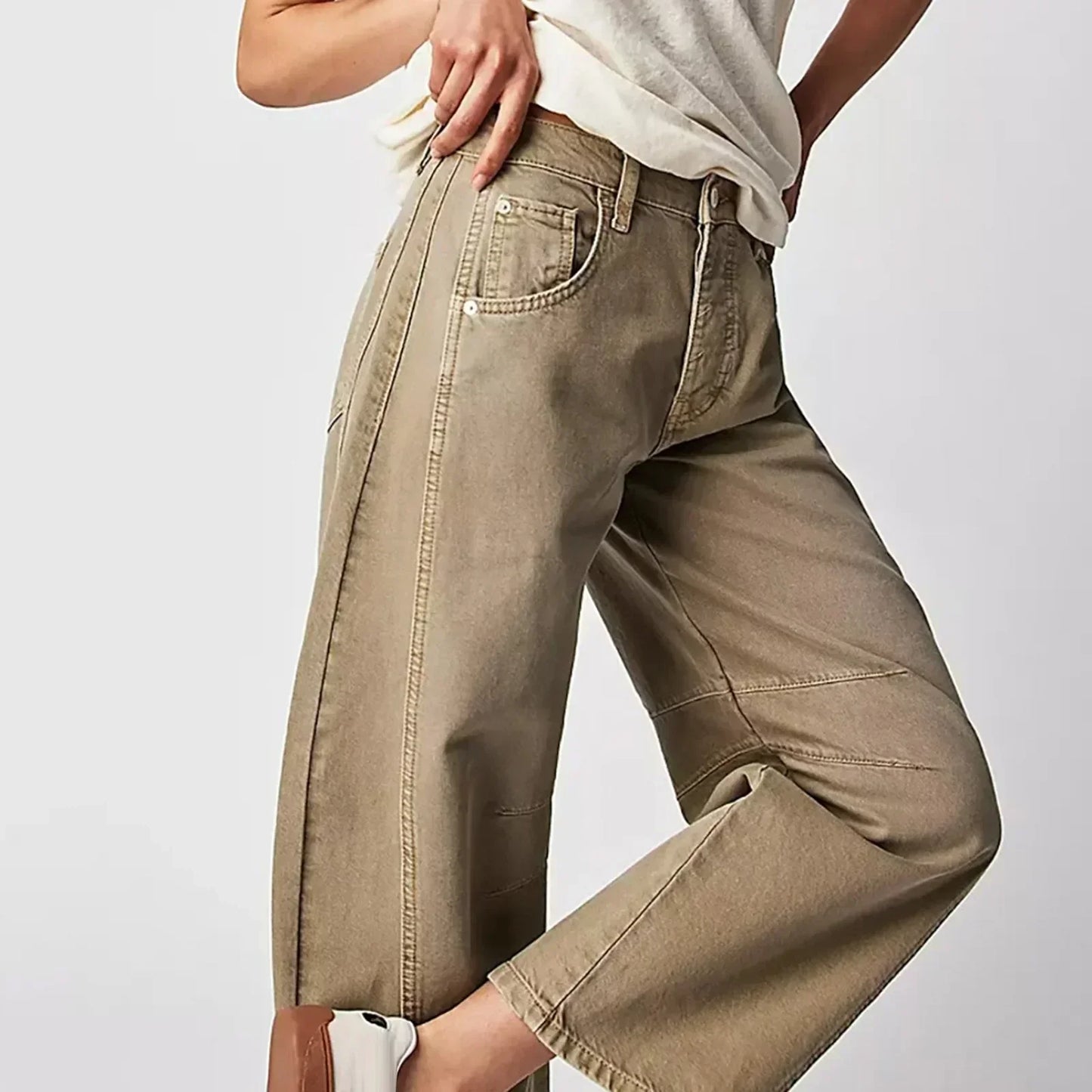 Ruan | Wide Leg Jeans Women - Cotton Blend, Low Rise Baggy Fit-3