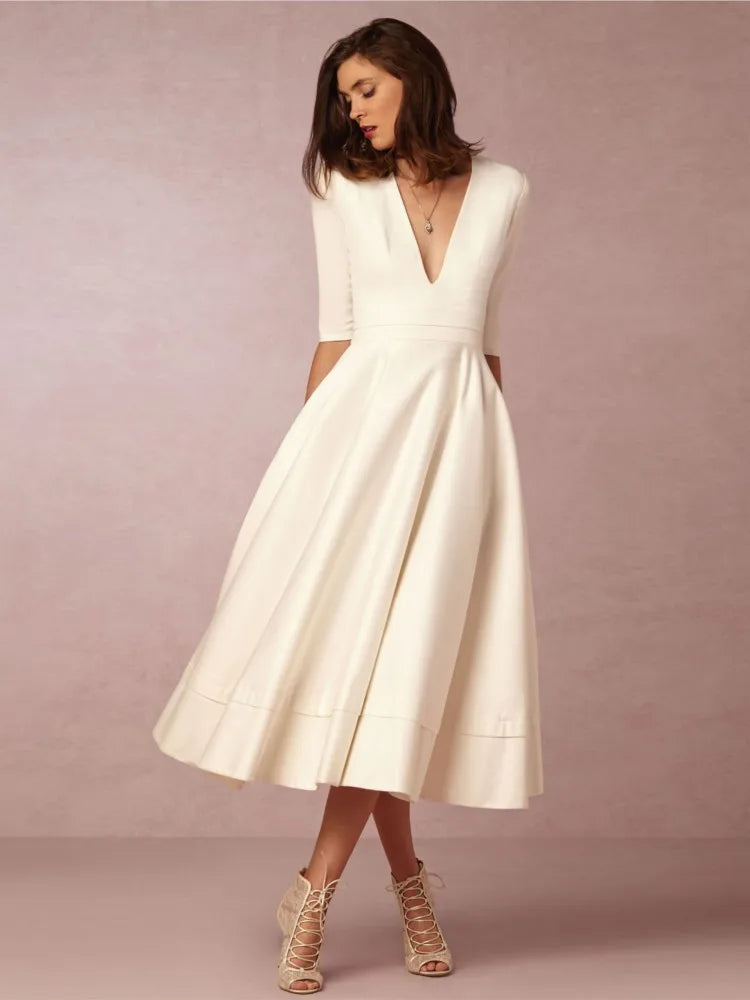 Eyanose | Black Midi Evening Dress for Formal Weddings and Events 2