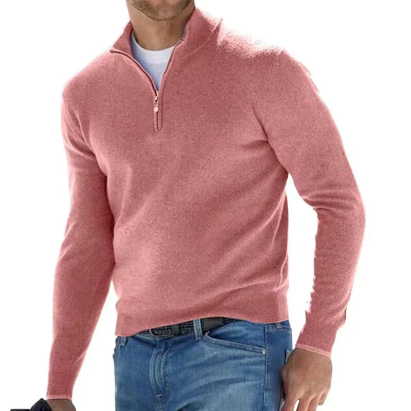 Men's Zip Up Crew Neck Sweater