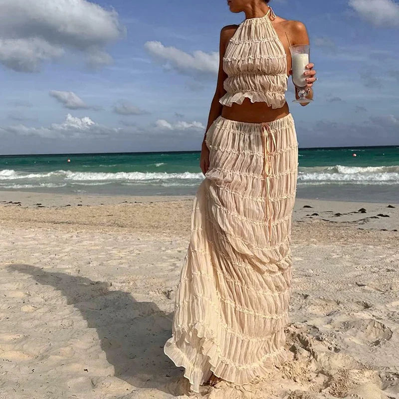Bella | 2 Piece White Beach Outfit-1