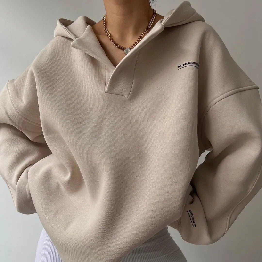 Large Women's Hooded Sweatshirt with Simple Style