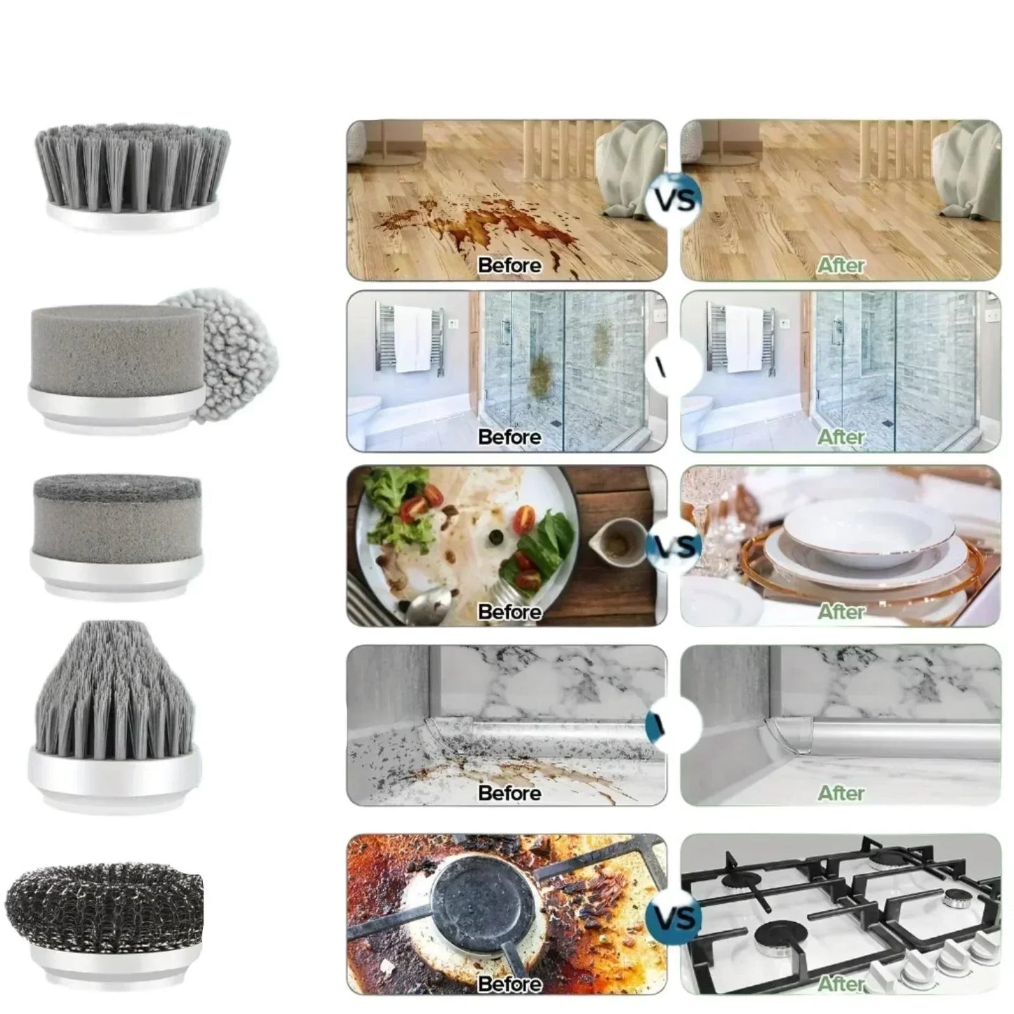 Wireless Spin Brush Cleaner with 6 Interchangeable Heads