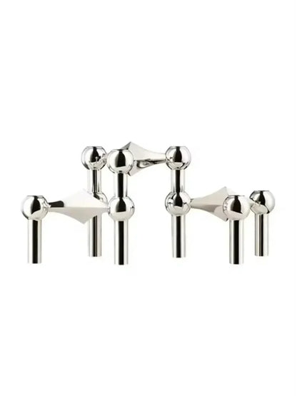 Contemporary Silver Metal Candle Stand