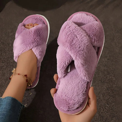 Comfy Women's Slide Sandal Slippers with Cross Straps