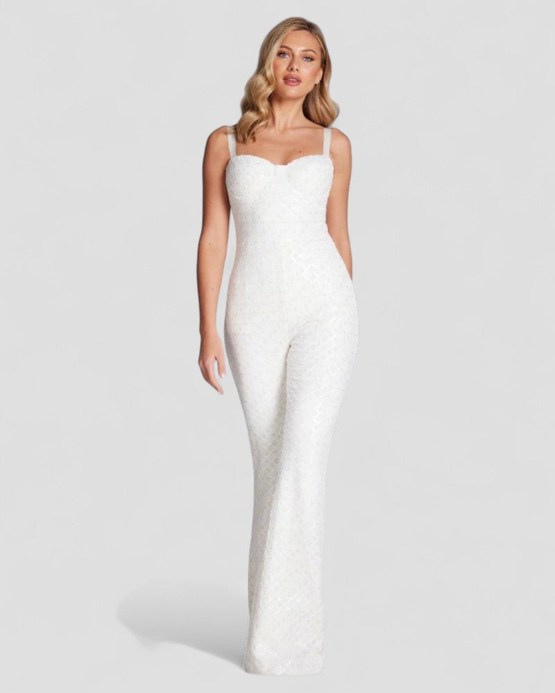 Sequin Flare Jumpsuit with Corset Bodice 2