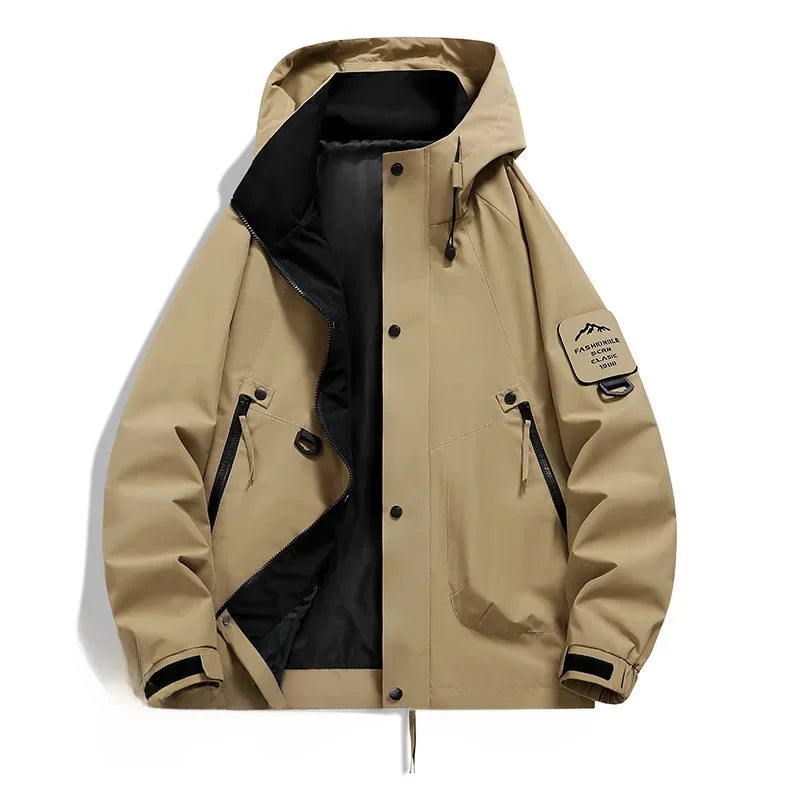 Warm Mens Ski Jacket with Hood and Fleece Lining