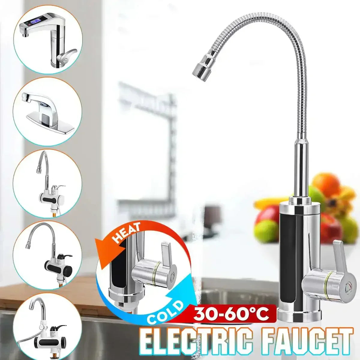 Instant Hot Water Kitchen Faucet - Electric Tap with Thermostat