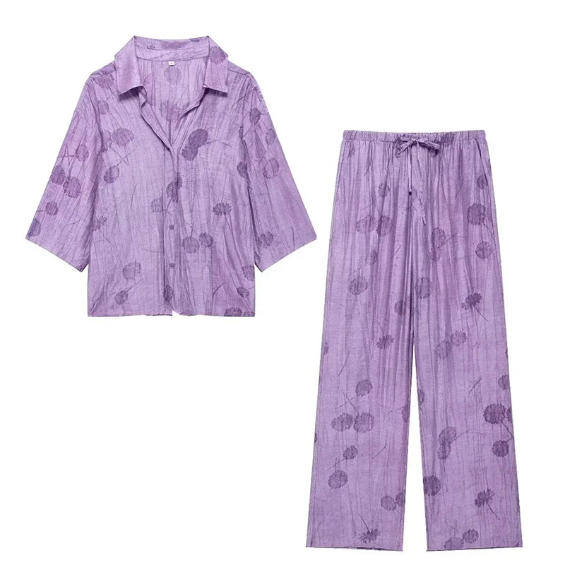 Variant image for Jasmine | Women's Loungewear Set - Casual Chic Print Two Piece Set-3