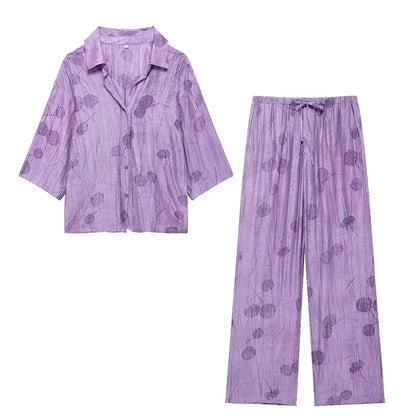 Variant image for Jasmine | Women's Loungewear Set - Casual Chic Print Two Piece Set-3