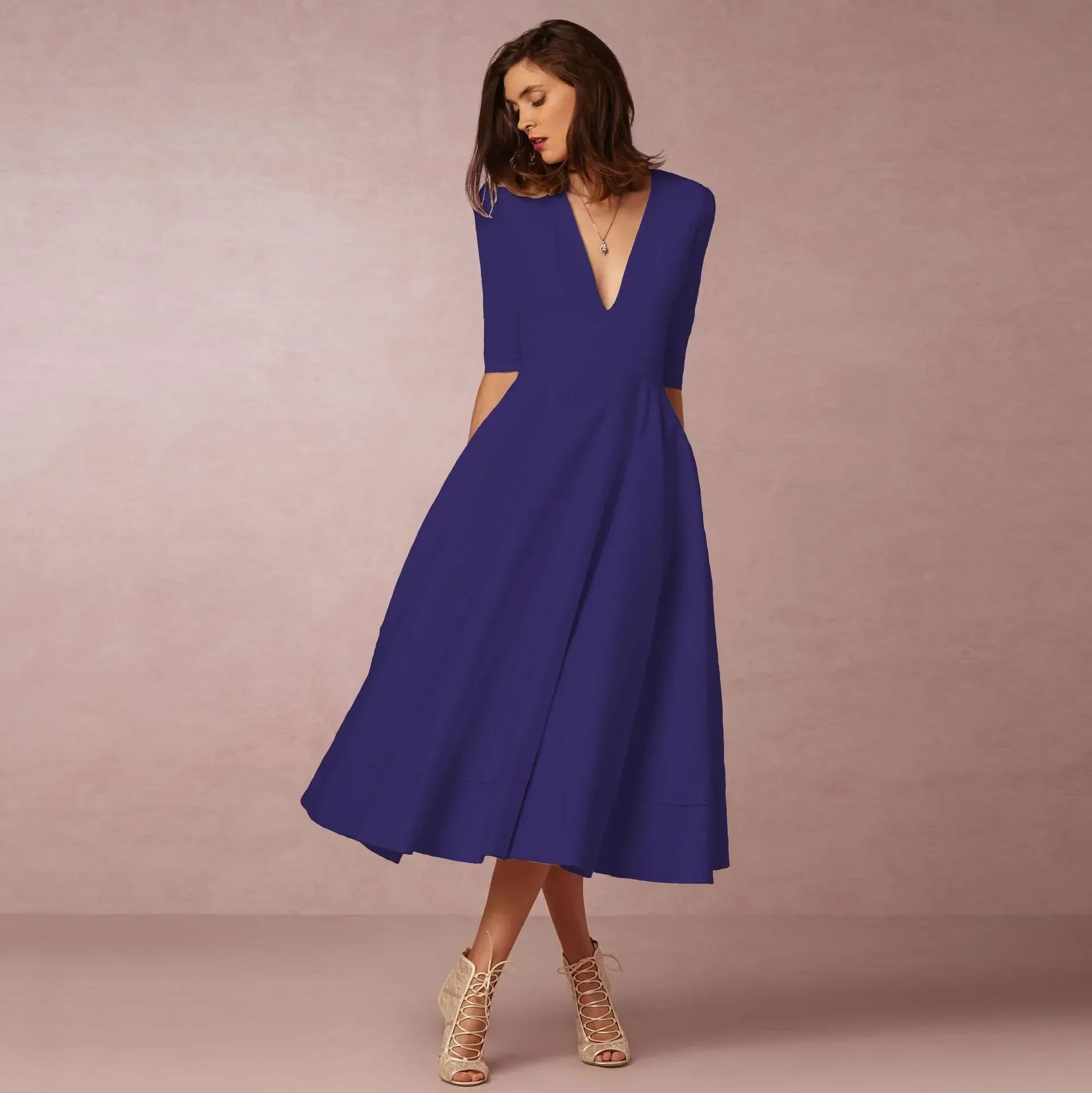Eyanose | Black Midi Evening Dress for Formal Weddings and Events 1