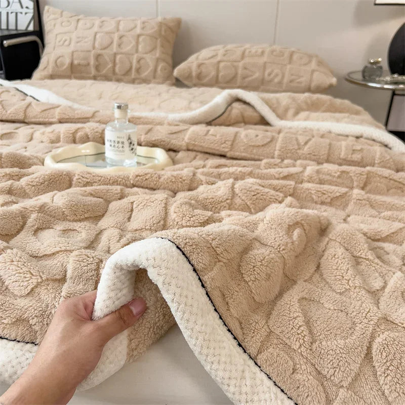 Plush Fuzzy Valentine Thick Throw Blanket