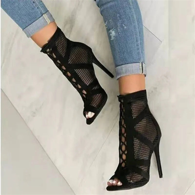 Breathable Mesh High Heel Sandals