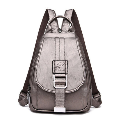 Secure Women's Leather Rucksack - Soft Genuine Sheepskin Backpack