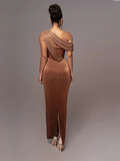Elegant One Shoulder Maxi Evening Dress