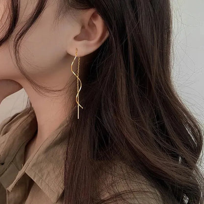 Dangling Wave Drop Earrings
