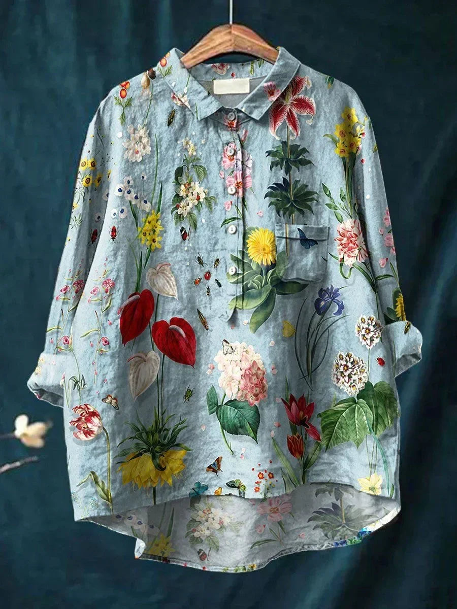Comfortable Floral Long Sleeve Blouse for Women Lightweight Shirt - Luxivelle