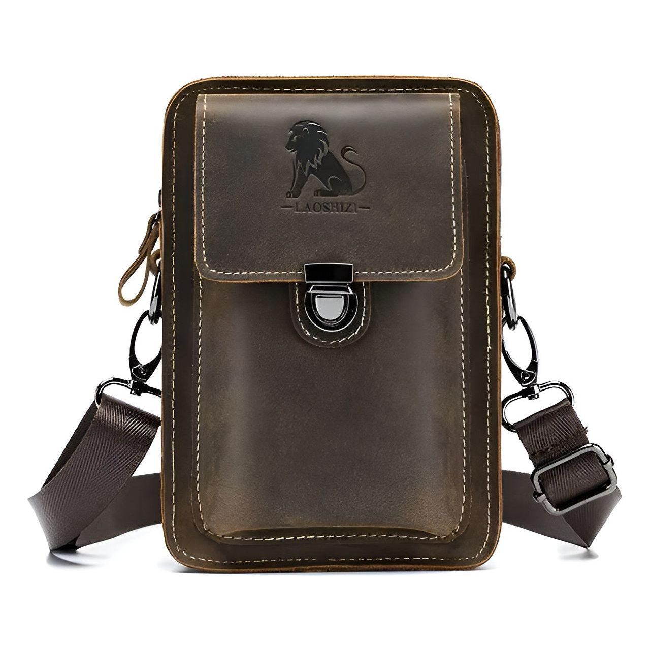 Practical Mens Leather Belt Bag with Adjustable Strap