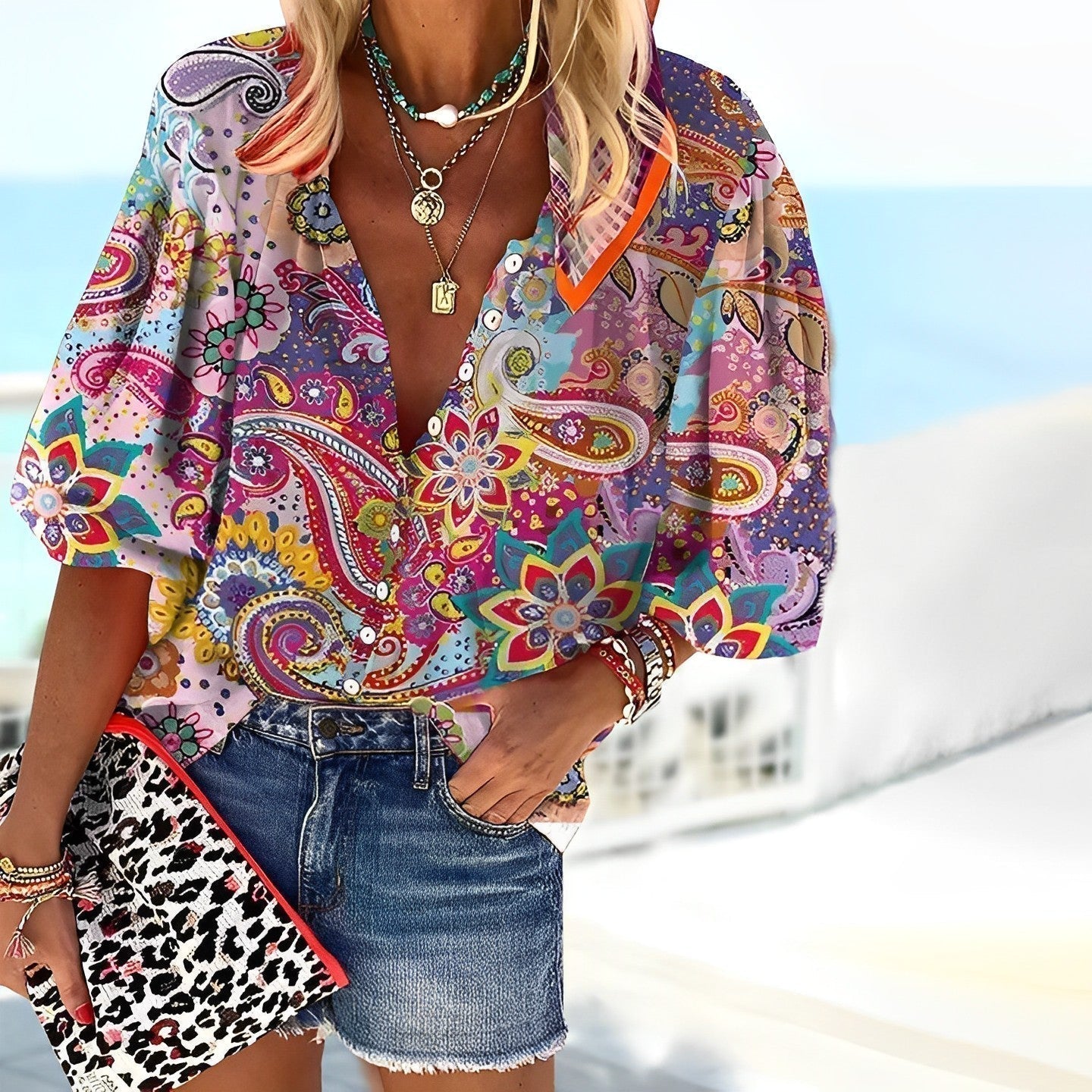 Fashionable Floral Blouse for Women - Luxivelle
