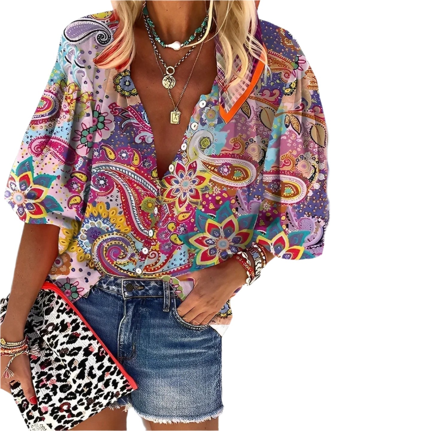 Shirt with mandala pattern for women | Multicolored 1