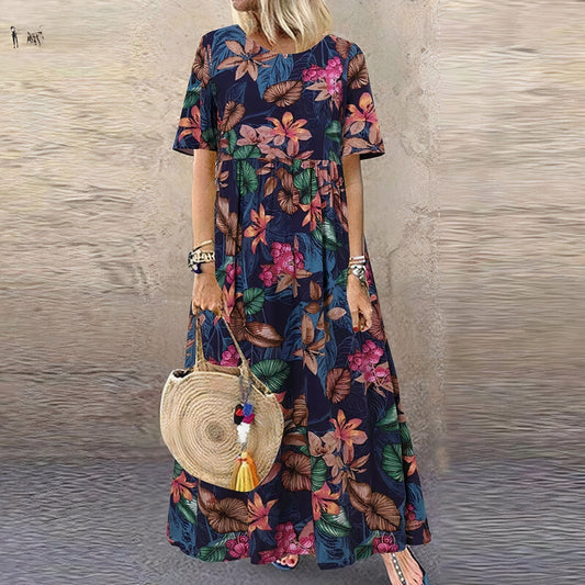 Colorful Flower Long Summer Dress - Luxivelle