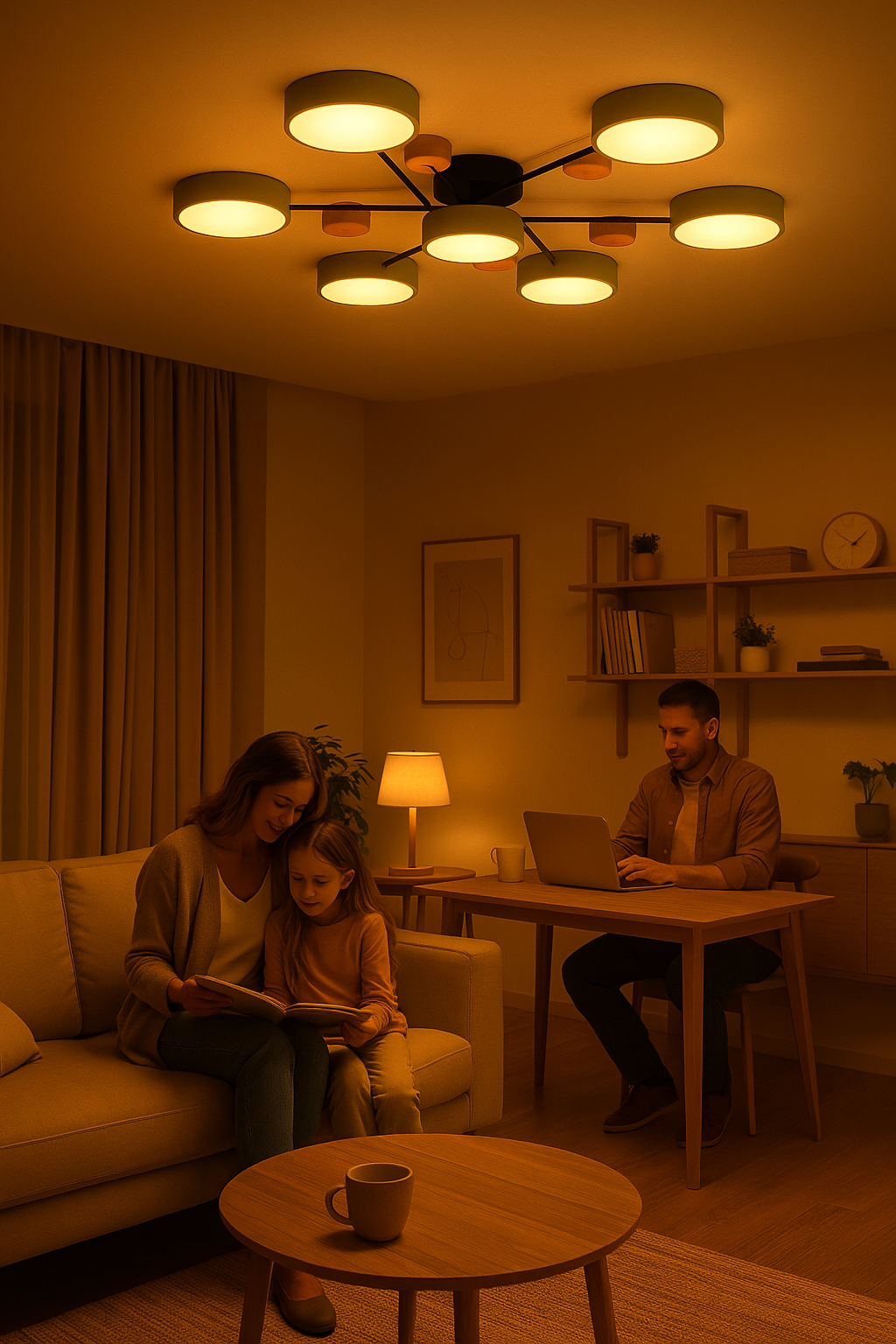 Simple LED Ceiling Light - Warm White Modern Design