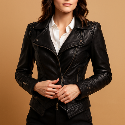 Fit Women's Quilted Leather Biker Jacket