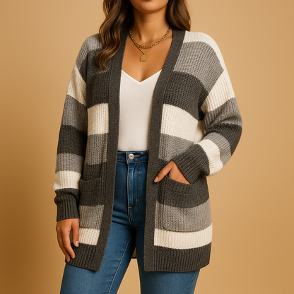 Checked Flannel Open Front Cardigan - Luxivelle
