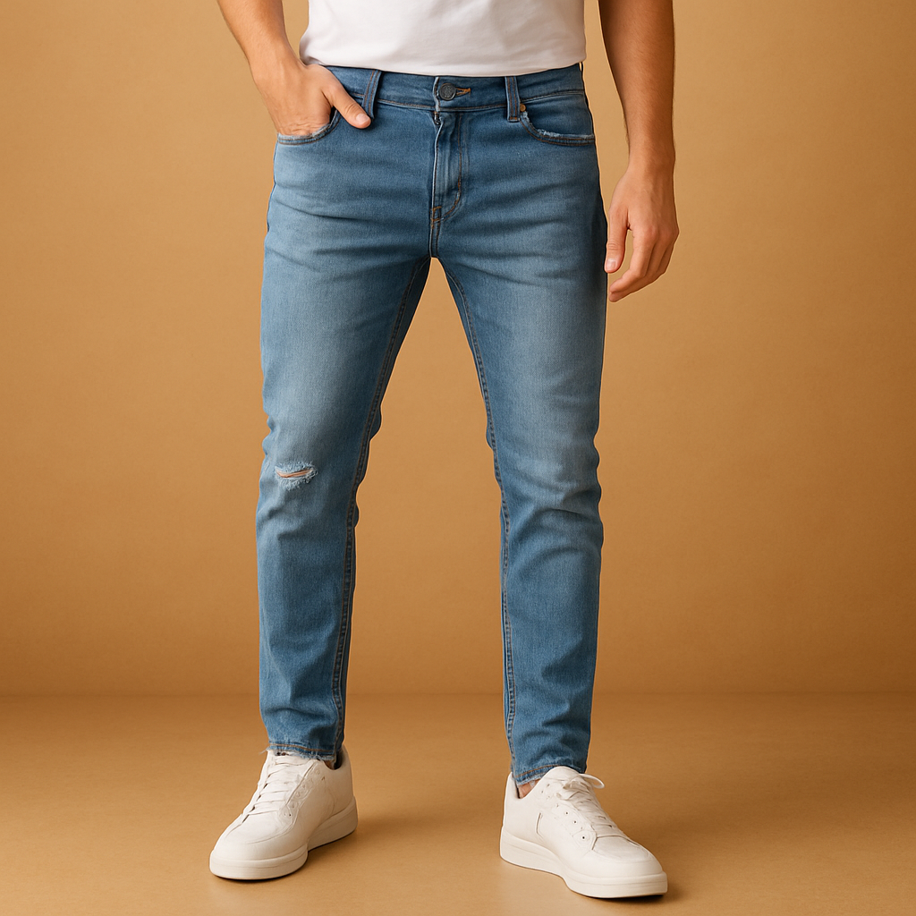Stretchy Skinny Ripped Mens Jeans - Luxivelle