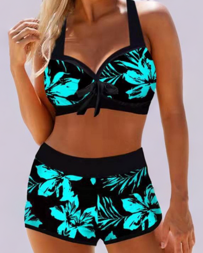 Women's Floral High Waisted Swimwear - Luxivelle