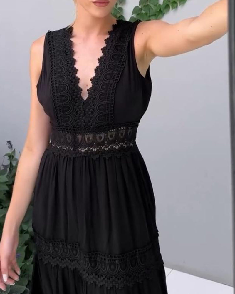 Chic V-Neck Lace Women's Dress