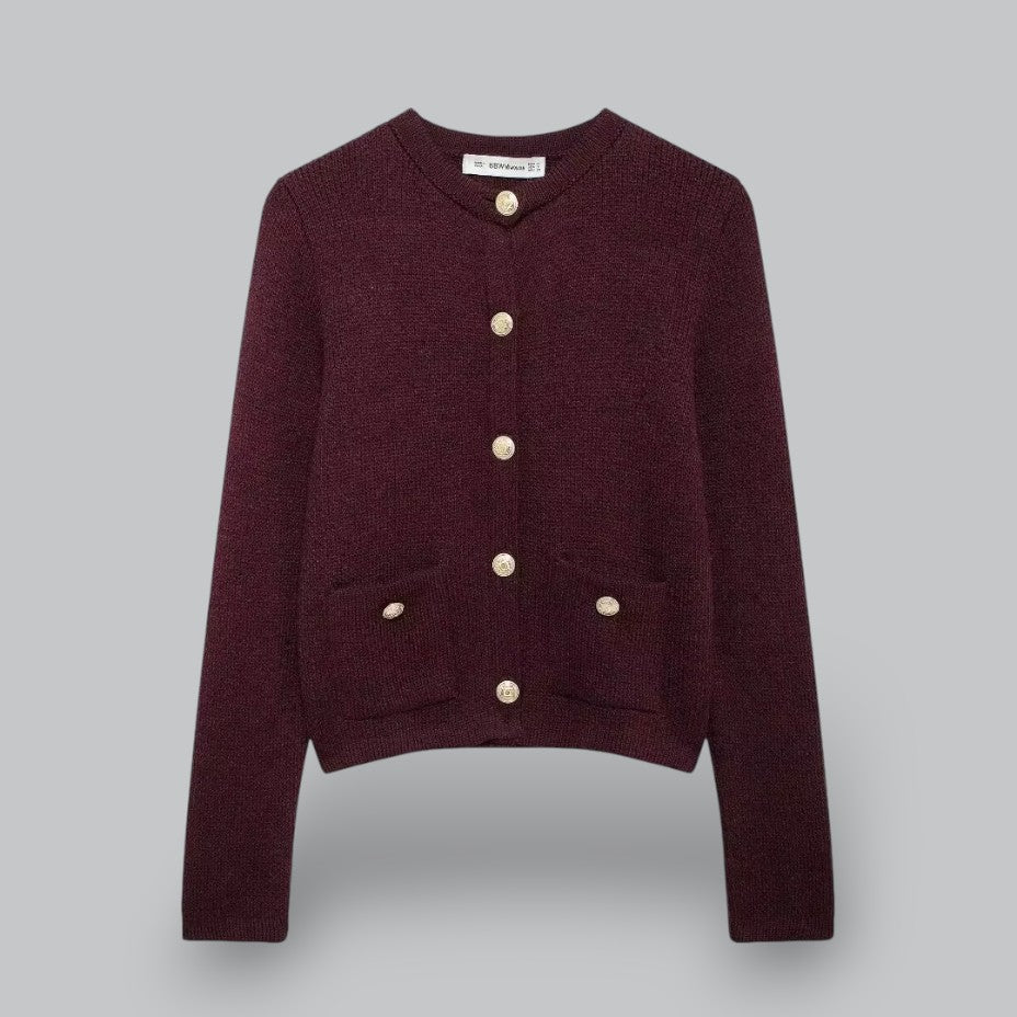 Soft Knit Cardigan with Golden Buttons 0