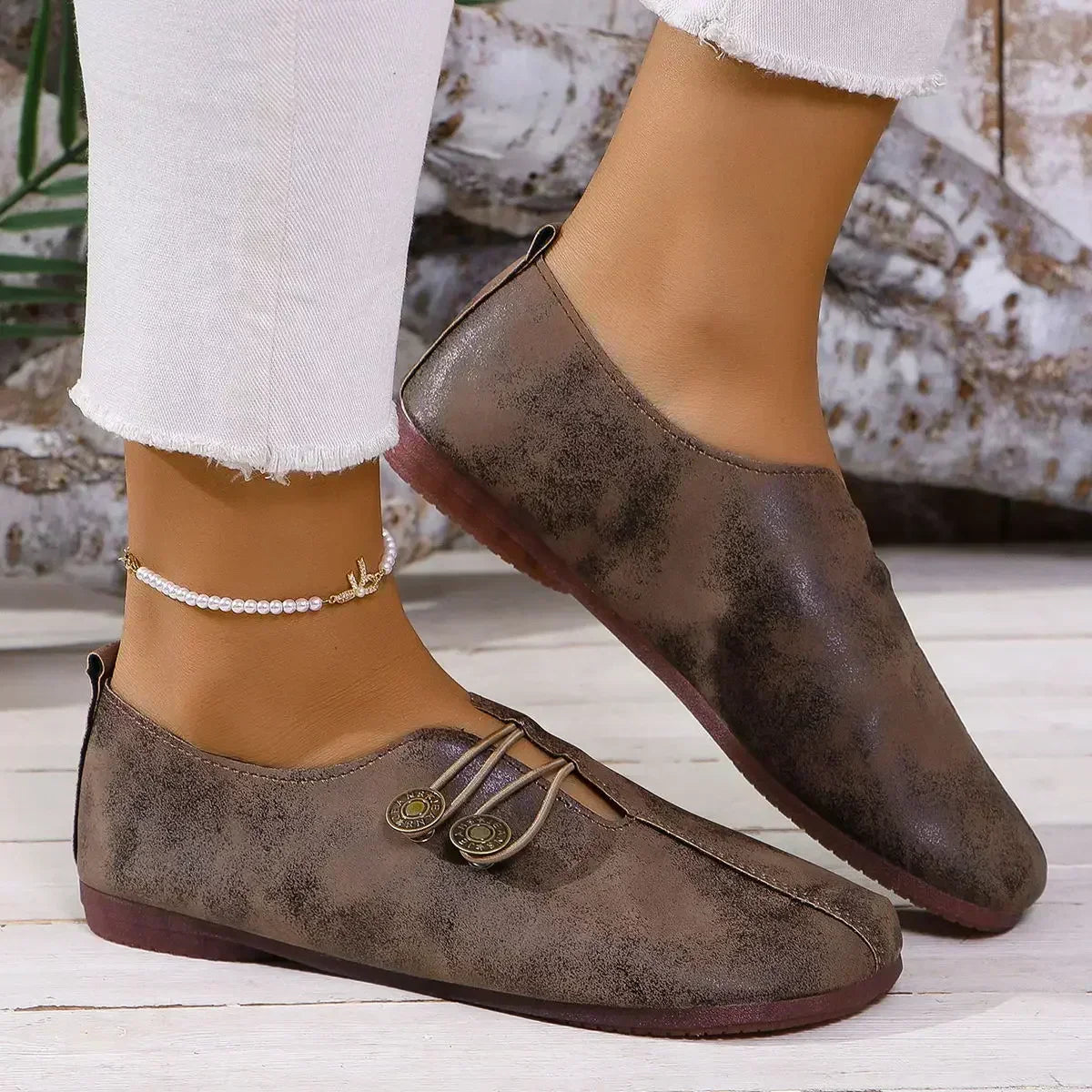 Comfortable Leather Women's Slip On Shoes