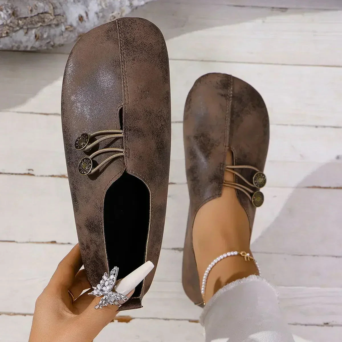 Comfortable Leather Women's Slip On Shoes