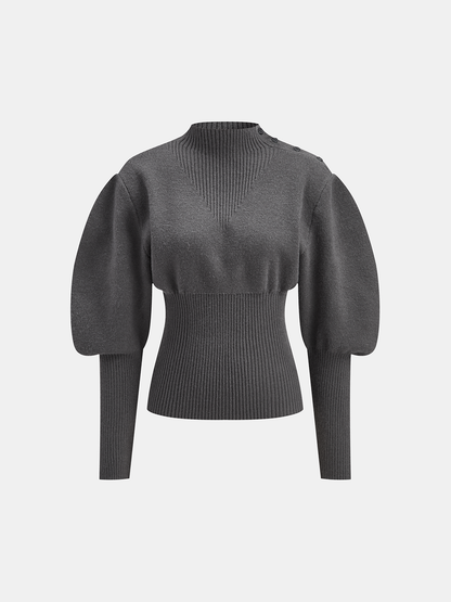 Women's Short Knit Puff Sleeve Sweater