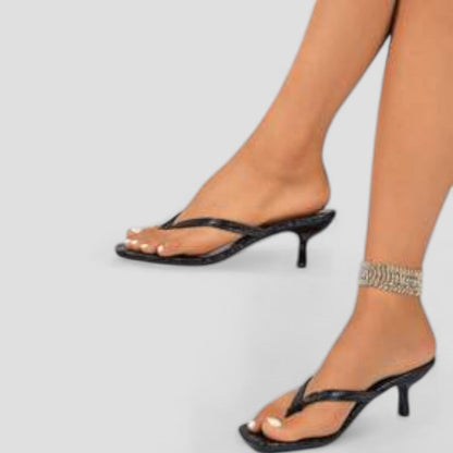 Square Toe Kitten Heel Sandals for Summer 1