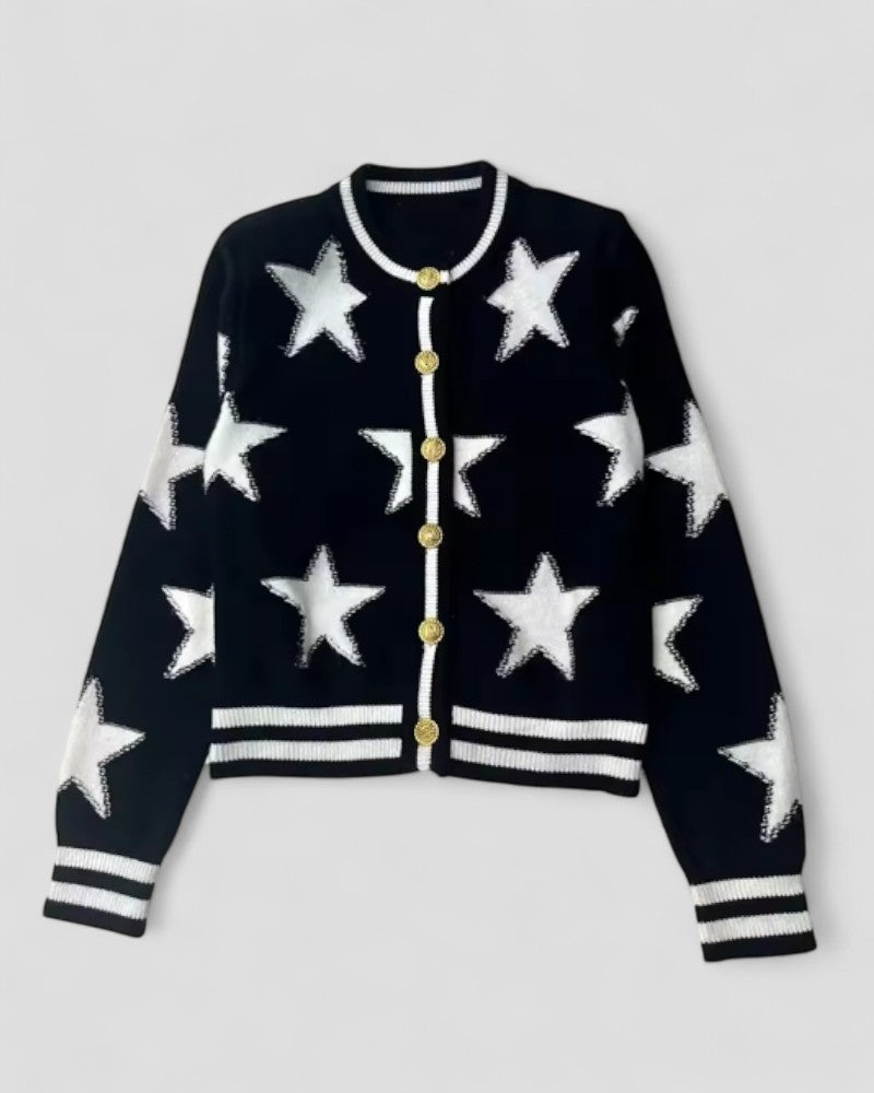 Star Embellished Knit Cardigan with Gold Button Detail 1