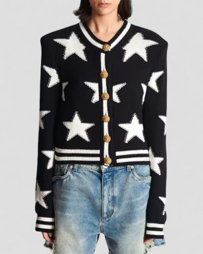 Star Embellished Knit Cardigan with Gold Button Detail 2