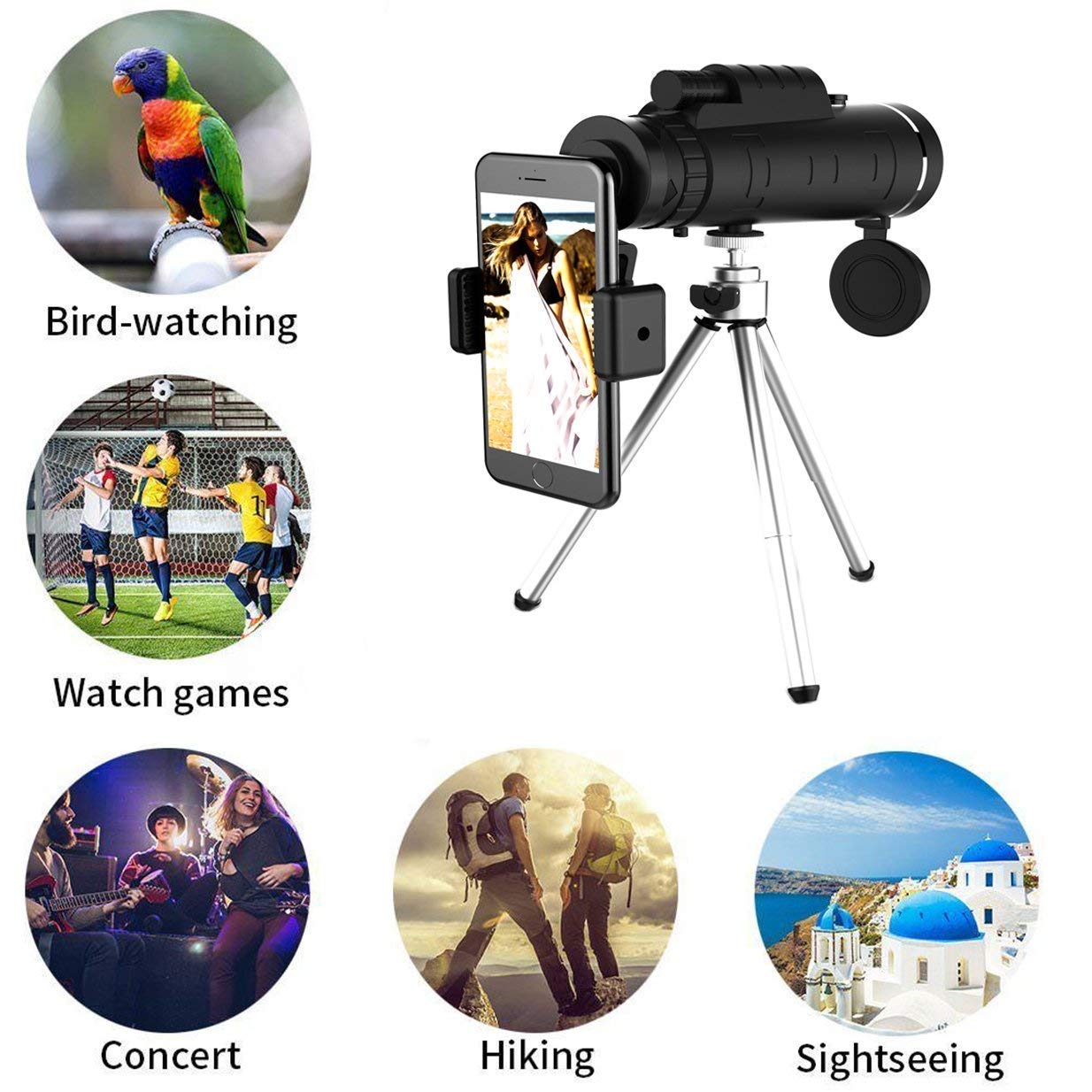 Portable HD Monocular Telescope with Phone Mount & Tripod