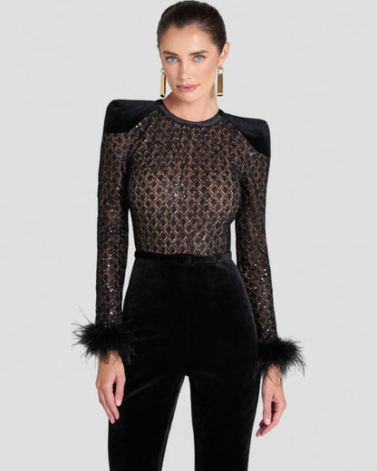 Statement Glamour Velvet Sequin Jumpsuit 3