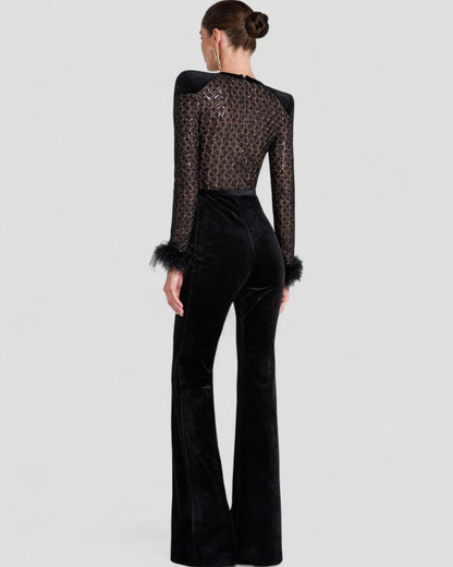 Statement Glamour Velvet Sequin Jumpsuit 4