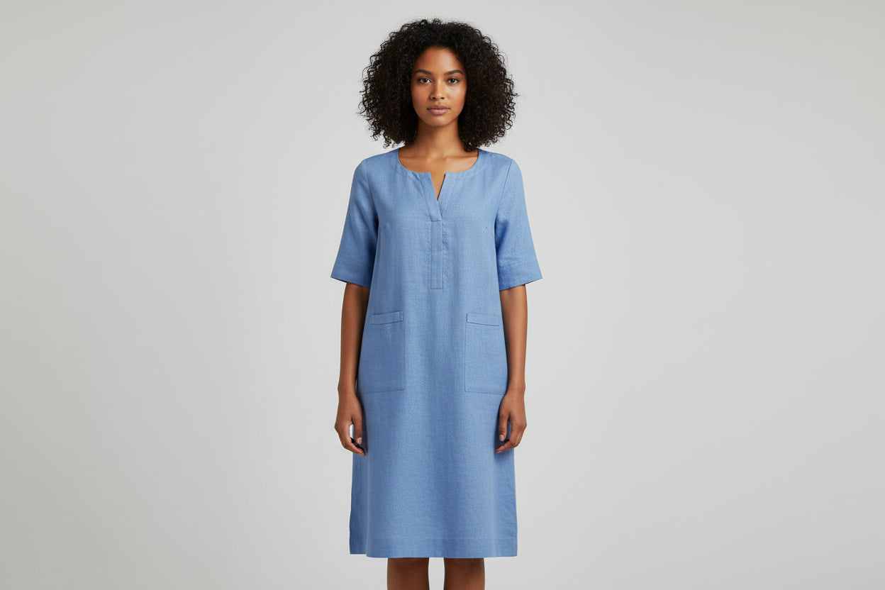 Casual Short Sleeve Cotton Dress - Luxivelle