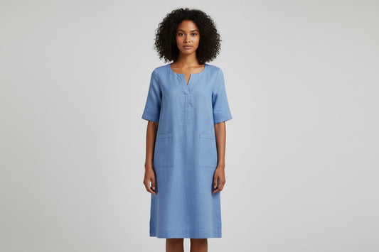 Casual Short Sleeve Cotton Dress - Luxivelle