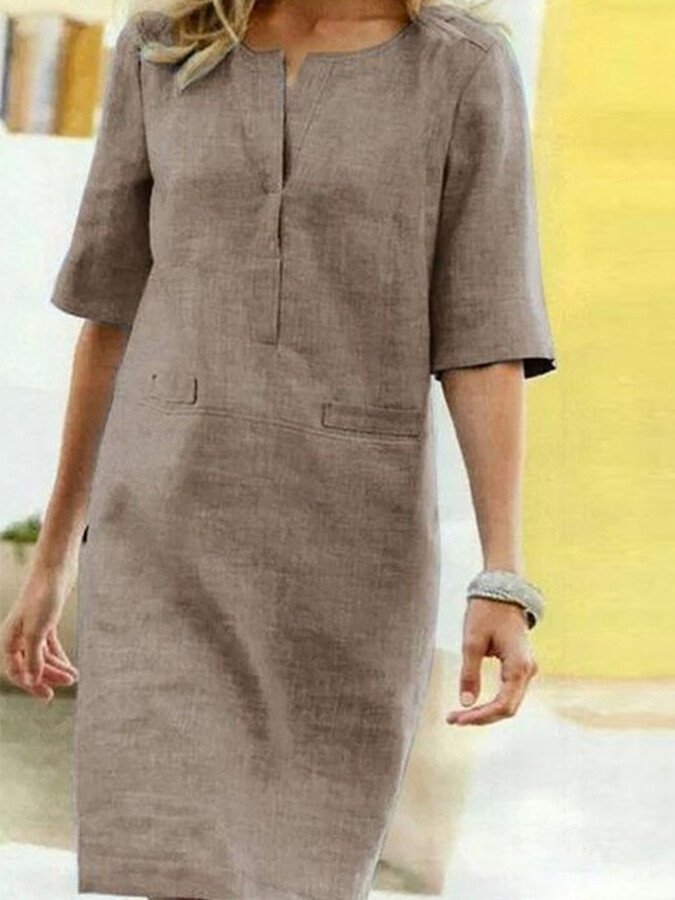 Casual Short Sleeve Cotton Dress