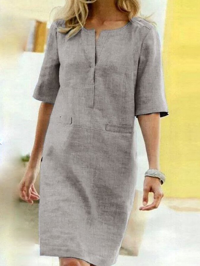Casual Short Sleeve Cotton Dress