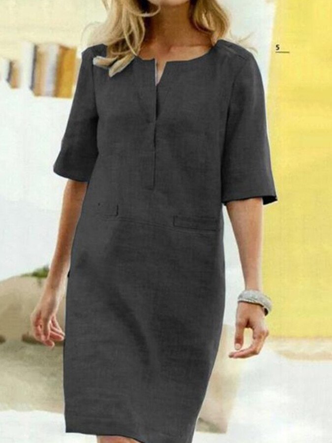Casual Short Sleeve Cotton Dress